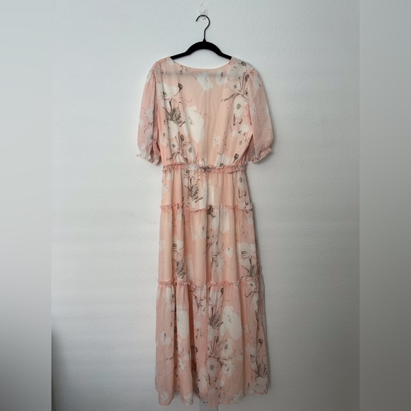 Shein Simplee Floral Print Puff Sleeve Frill Trim Ruffle Hem Dress Size M - Picture 6 of 6